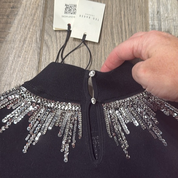 NWT TED BAKER London Embellished Sleeveless Knit Top Black Size 1 Stunning! - Picture 11 of 15